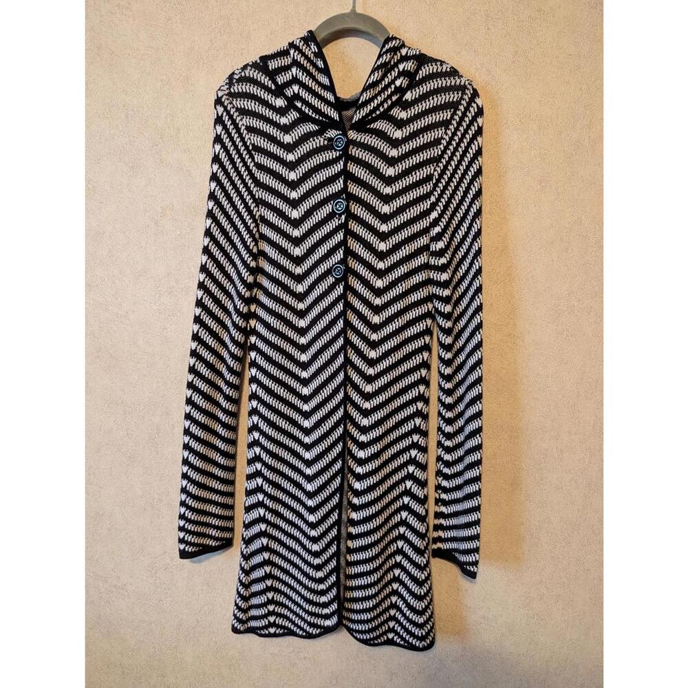ALICE + OLIVIA black white knit long line cardigan sz S